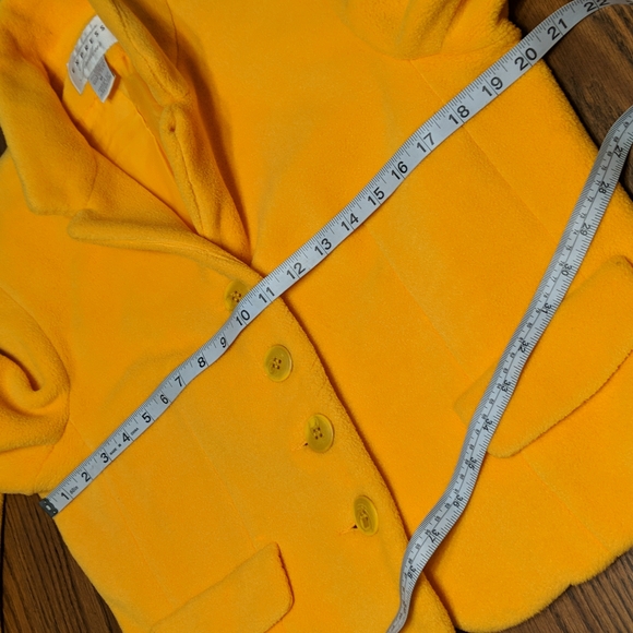 Vintage Yellow Cropped Fleece Jacket Medium Vibrant Express - Picture 5 of 8